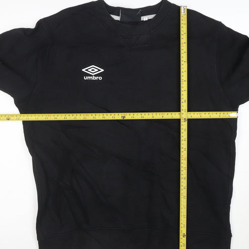 Umbro Mens Black L Crew Neck Pullover Sweatshirt Fleece