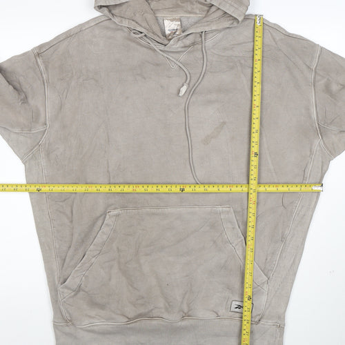 Reebok Men’s Beige 2XL Pullover Hoodie with Logo Pocket