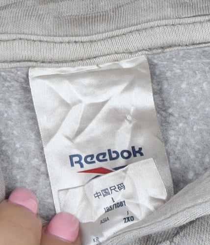 Reebok Men’s Beige 2XL Pullover Hoodie with Logo Pocket