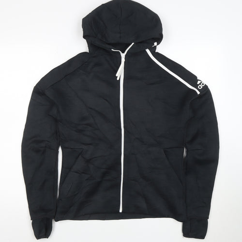 Adidas Womens Black Full Zip Hoodie L Hooded Sweatshirt