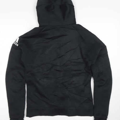 Adidas Womens Black Full Zip Hoodie L Hooded Sweatshirt