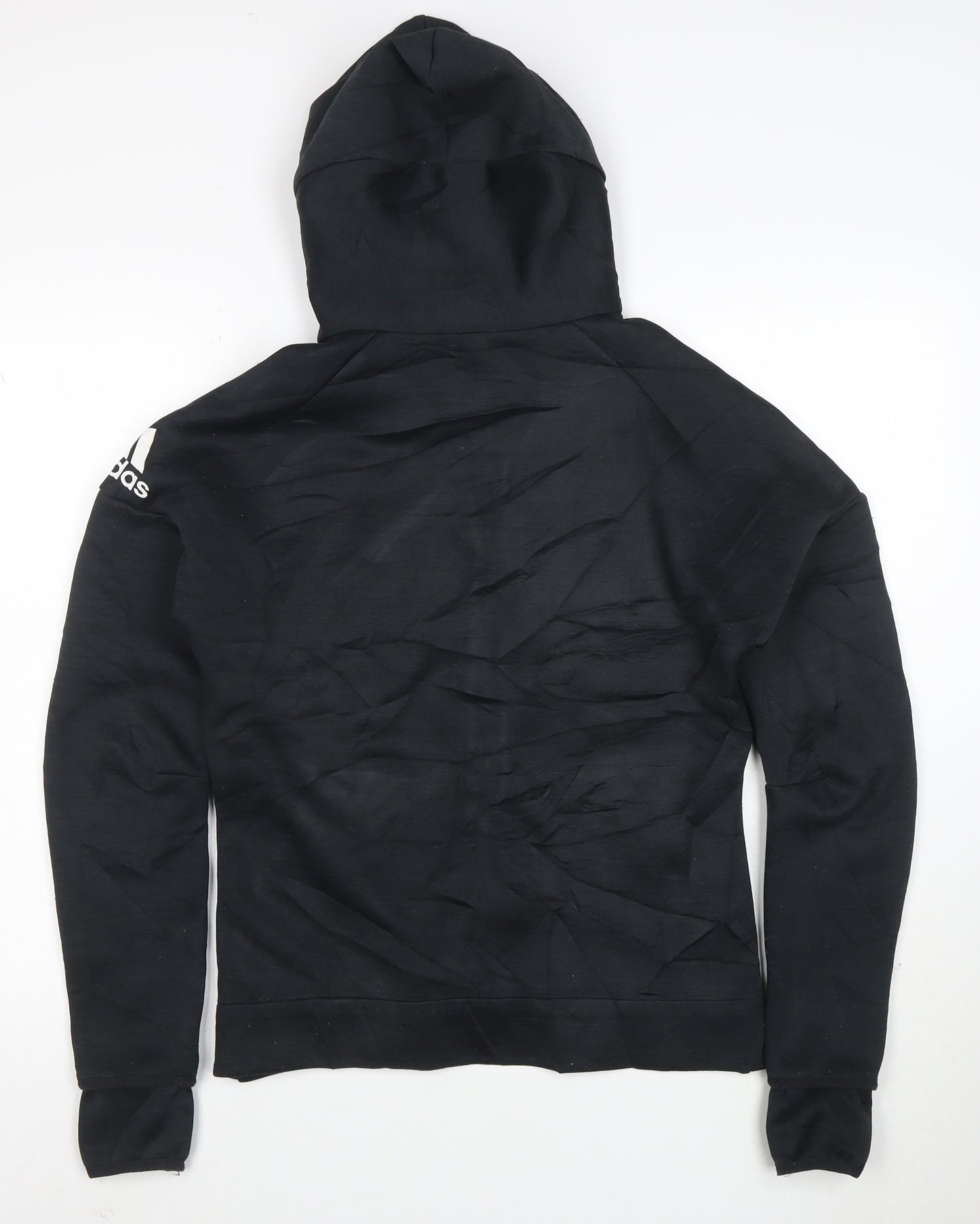 Adidas Womens Black Full Zip Hoodie L Hooded Sweatshirt