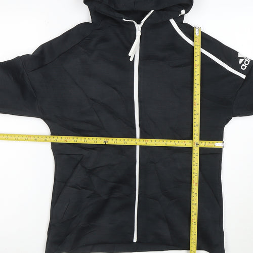 Adidas Womens Black Full Zip Hoodie L Hooded Sweatshirt