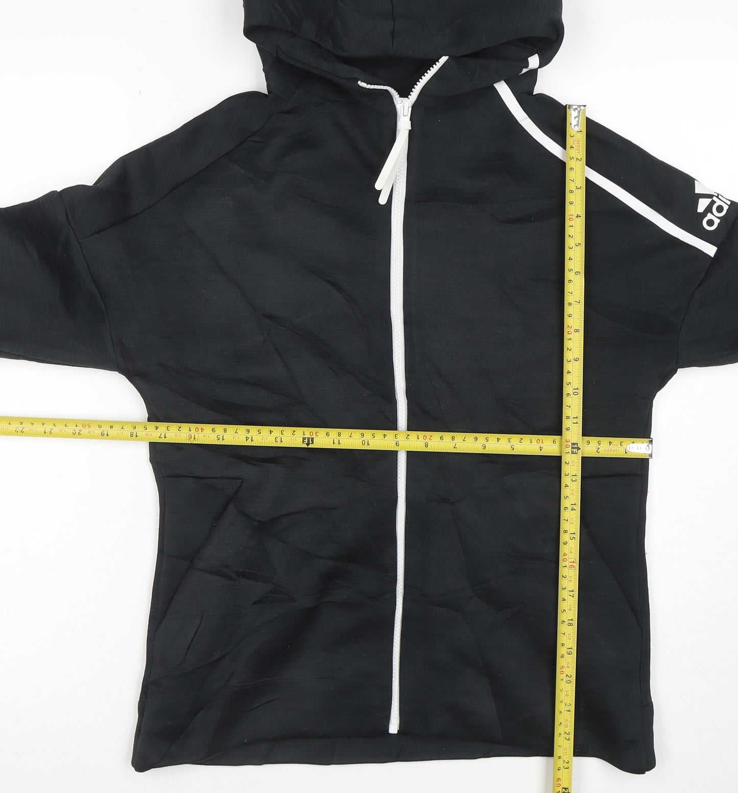 Adidas Womens Black Full Zip Hoodie L Hooded Sweatshirt