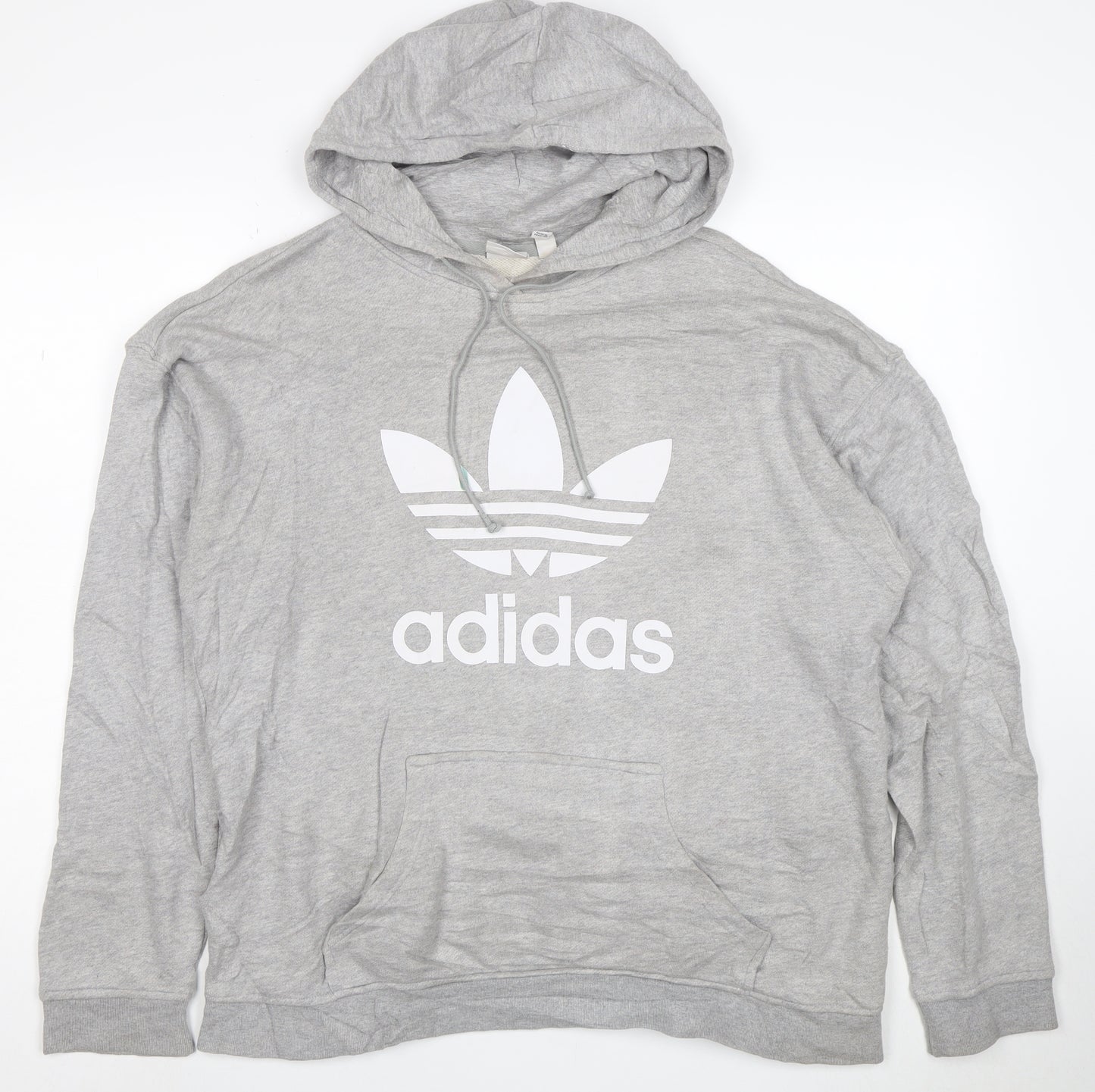Adidas Womens Grey Size 12 Pullover Hoodie with Logo Print