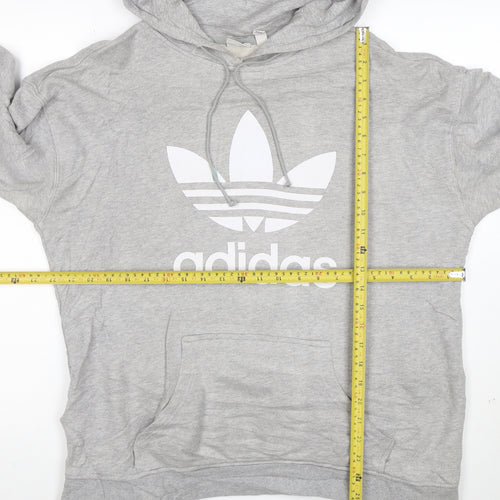 Adidas Womens Grey Size 12 Pullover Hoodie with Logo Print
