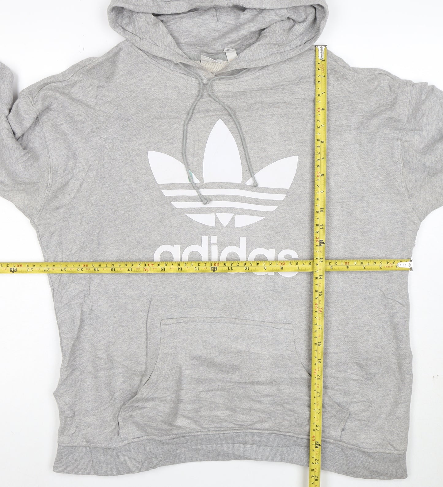 Adidas Womens Grey Size 12 Pullover Hoodie with Logo Print