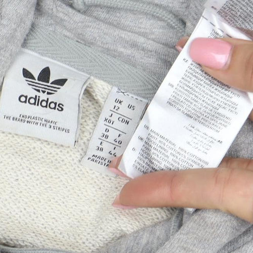 Adidas Womens Grey Size 12 Pullover Hoodie with Logo Print