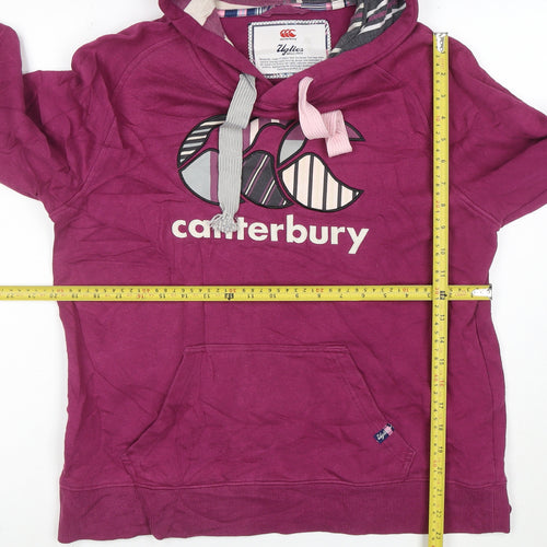 Canterbury Womens Purple Hoodie Size 16 Pullover Uglies Logo Sweatshirt