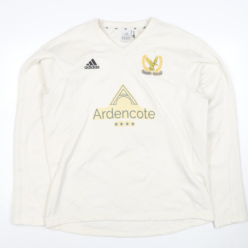 adidas Mens White XL Pullover Sweatshirt ClimaWarm Sports Top
