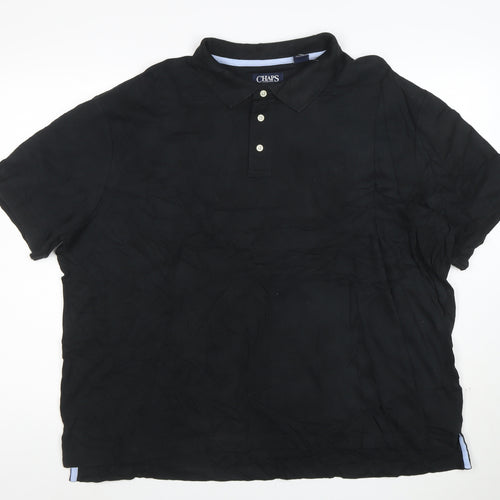 Chaps Men's Black 2XL Cotton Polo Shirt Classic Short Sleeve