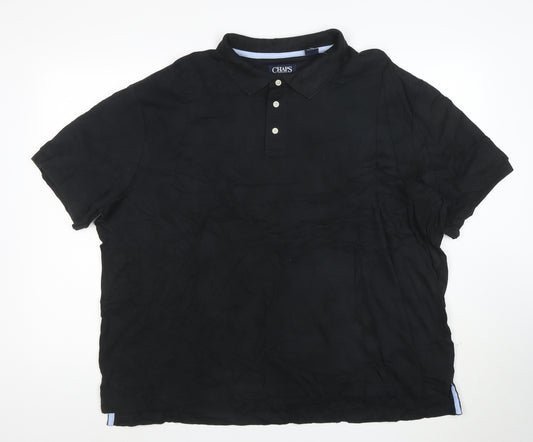 Chaps Men's Black 2XL Cotton Polo Shirt Classic Short Sleeve