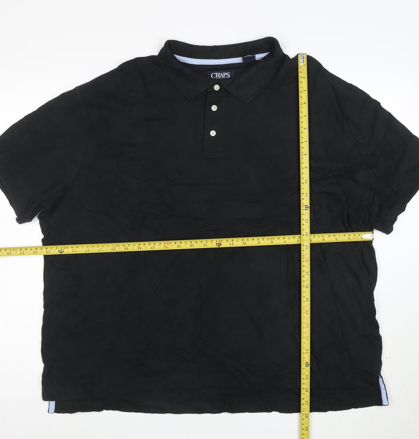 Chaps Men's Black 2XL Cotton Polo Shirt Classic Short Sleeve