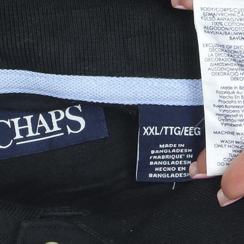 Chaps Men's Black 2XL Cotton Polo Shirt Classic Short Sleeve