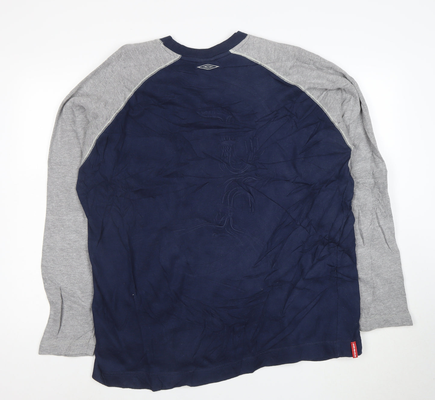 Umbro Men's Blue & Grey Long Sleeve Crew Neck Pullover Sweatshirt L