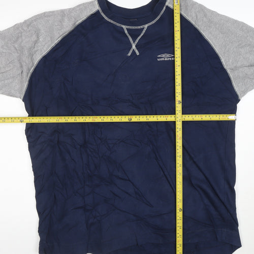Umbro Men's Blue & Grey Long Sleeve Crew Neck Pullover Sweatshirt L