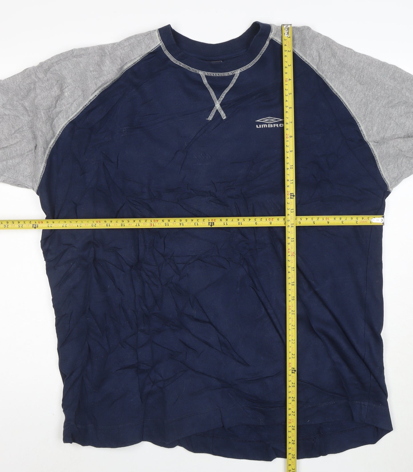Umbro Men's Blue & Grey Long Sleeve Crew Neck Pullover Sweatshirt L