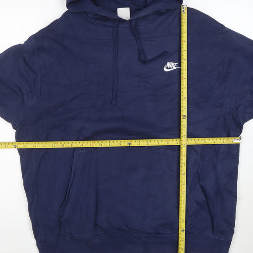 Nike Men's Blue Pullover Hoodie L Regular Fit Cotton Blend
