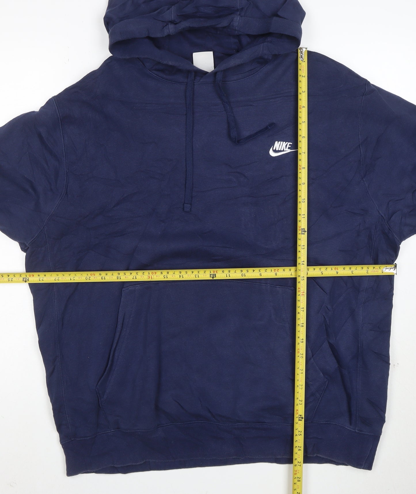 Nike Men's Blue Pullover Hoodie L Regular Fit Cotton Blend
