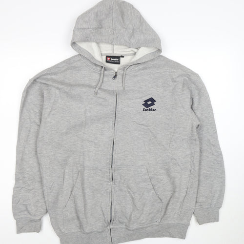 Lotto Men's Grey Full Zip Hoodie L Sports Fleece Sweatshirt