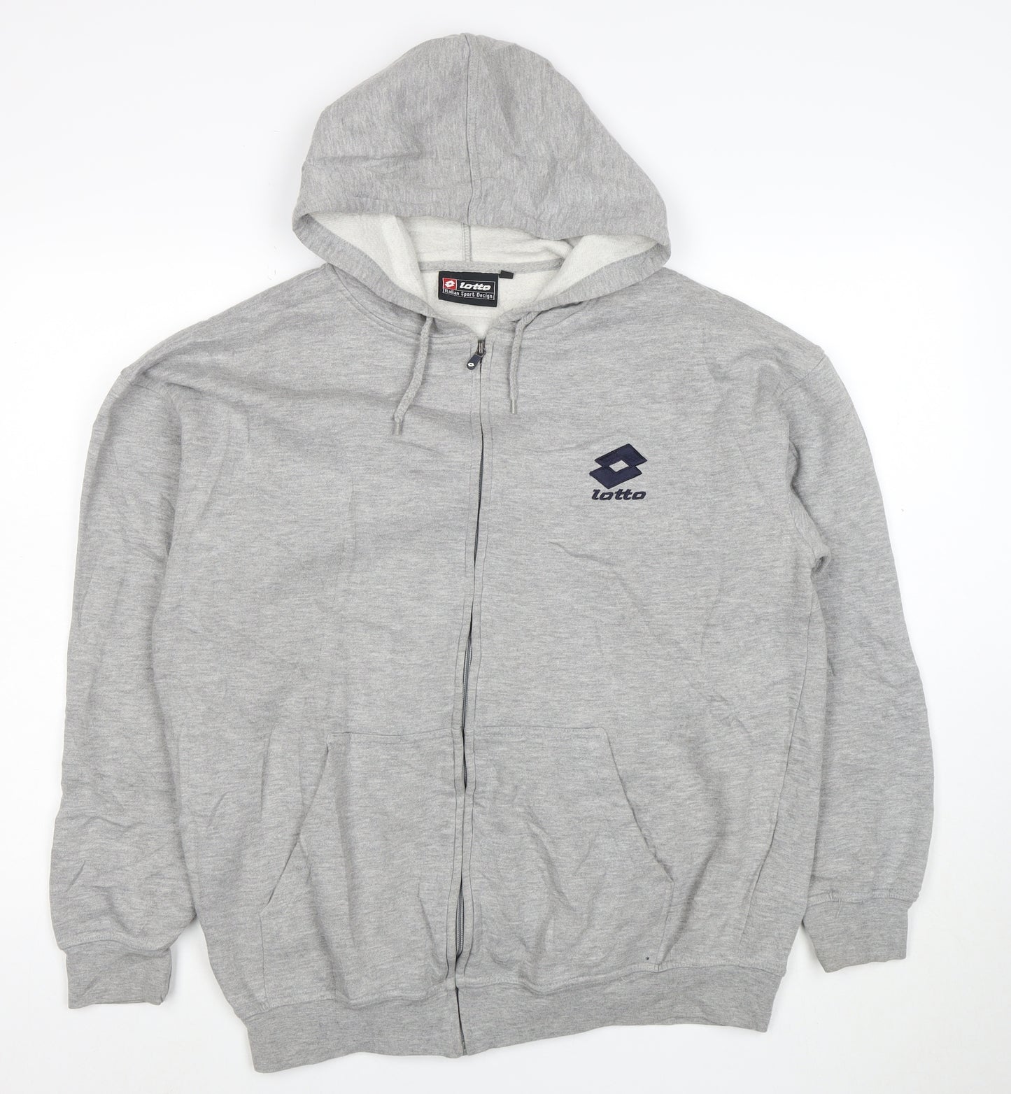 Lotto Men's Grey Full Zip Hoodie L Sports Fleece Sweatshirt