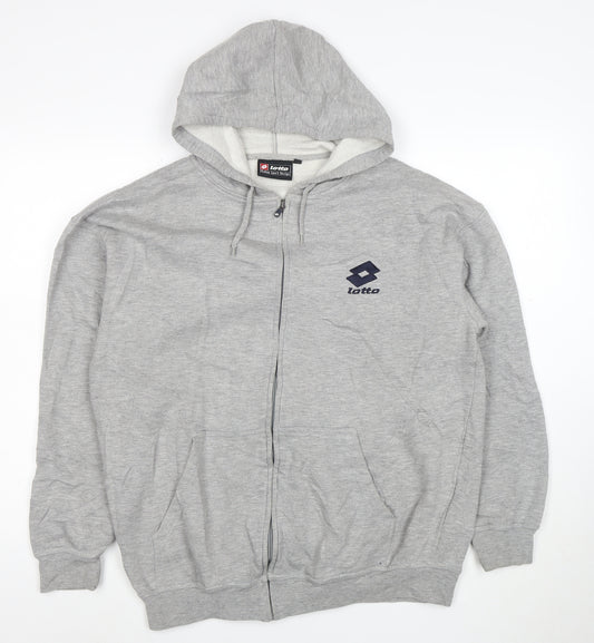 Lotto Men's Grey Full Zip Hoodie L Sports Fleece Sweatshirt