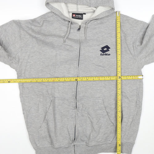 Lotto Men's Grey Full Zip Hoodie L Sports Fleece Sweatshirt