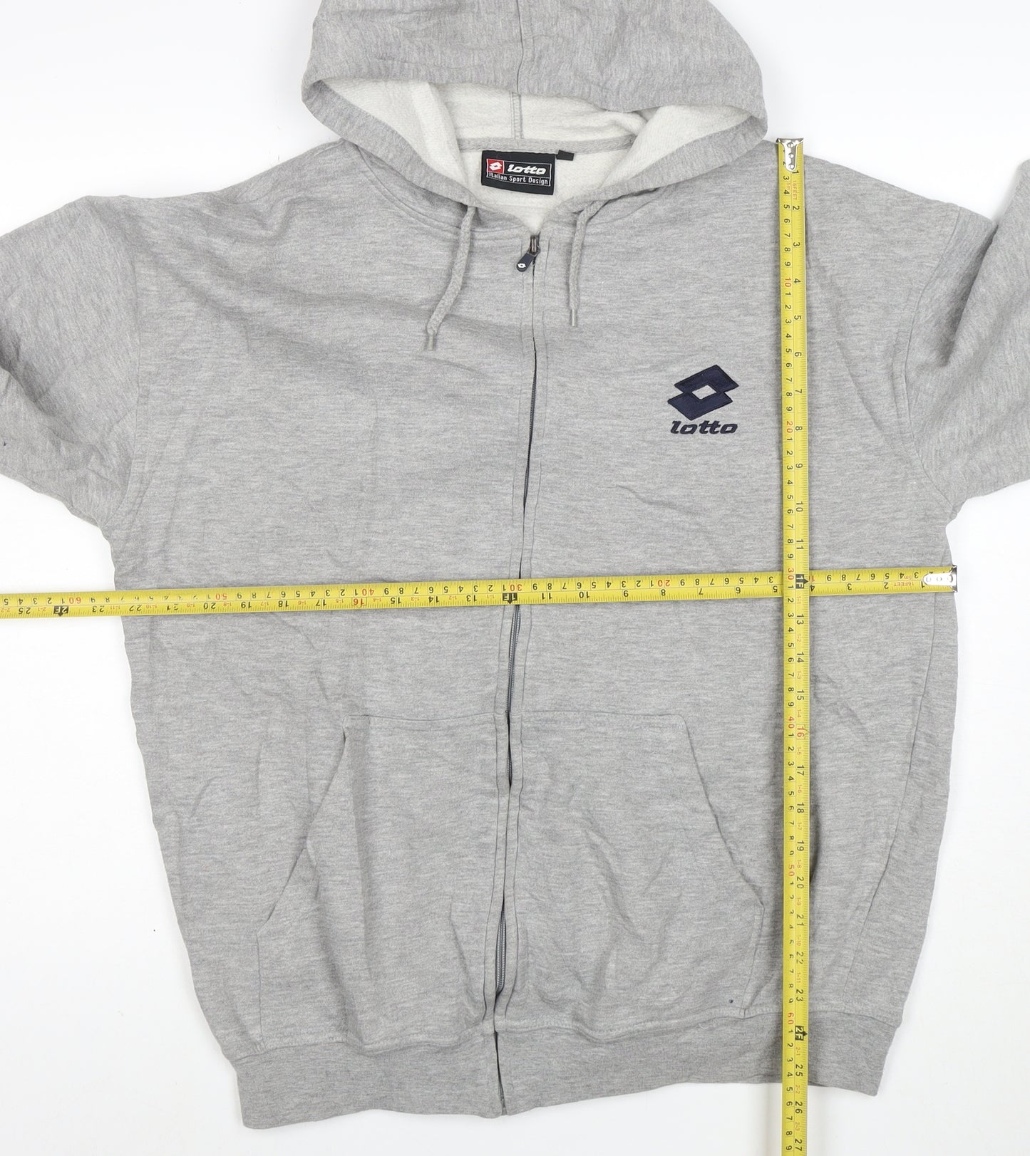 Lotto Men's Grey Full Zip Hoodie L Sports Fleece Sweatshirt