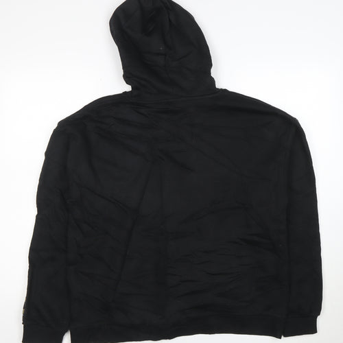 FILA Mens Black Pullover Hoodie L Logo Sports Fleece Sweatshirt
