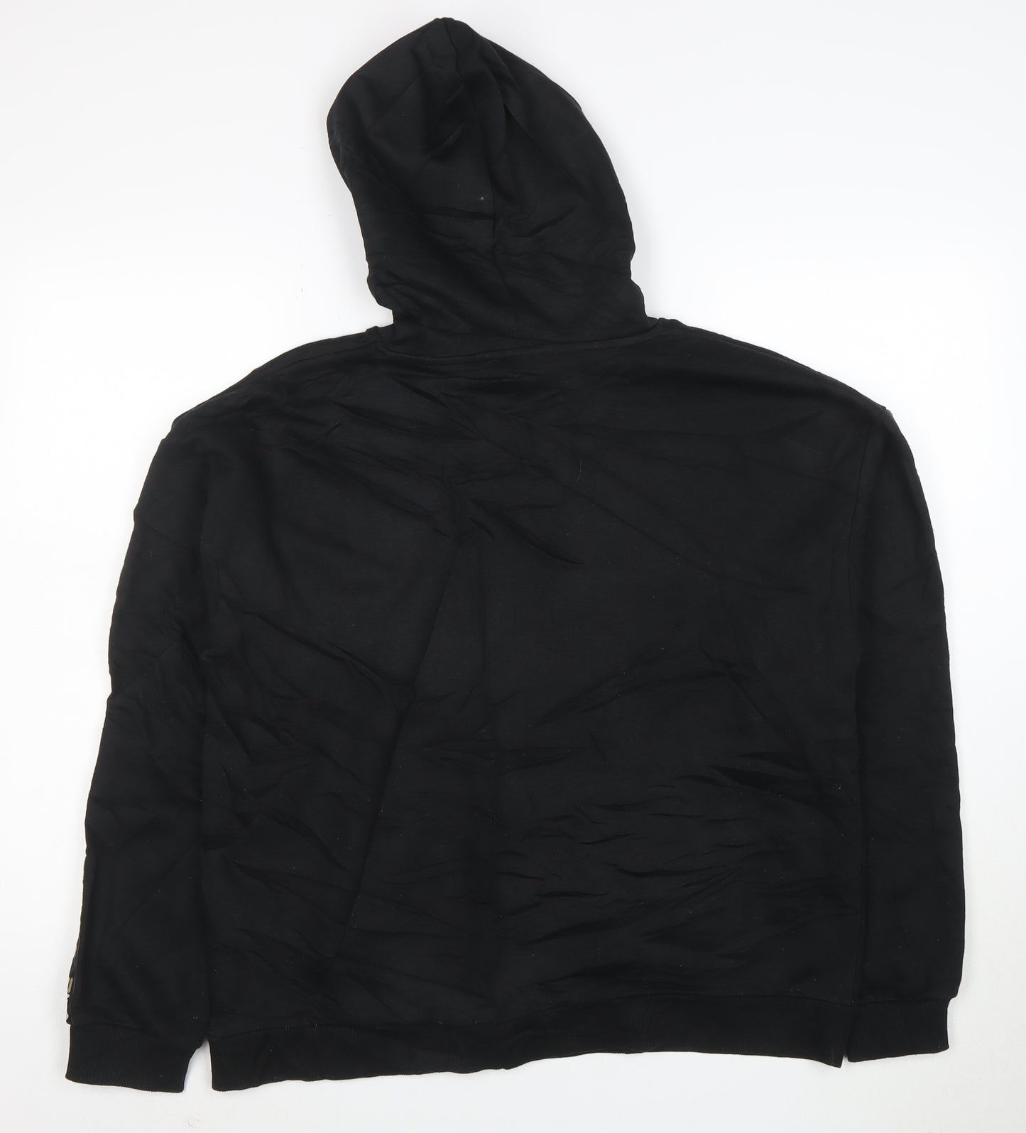 FILA Mens Black Pullover Hoodie L Logo Sports Fleece Sweatshirt