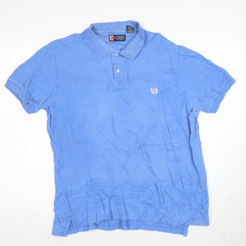 Chaps Men's Blue Cotton Short Sleeve Polo Shirt Size L