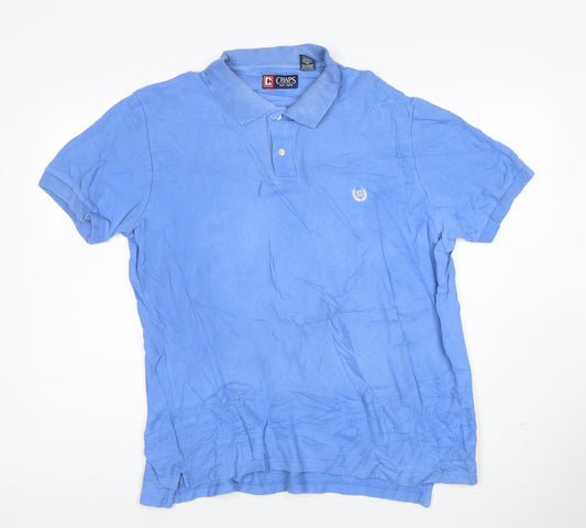 Chaps Men's Blue Cotton Short Sleeve Polo Shirt Size L