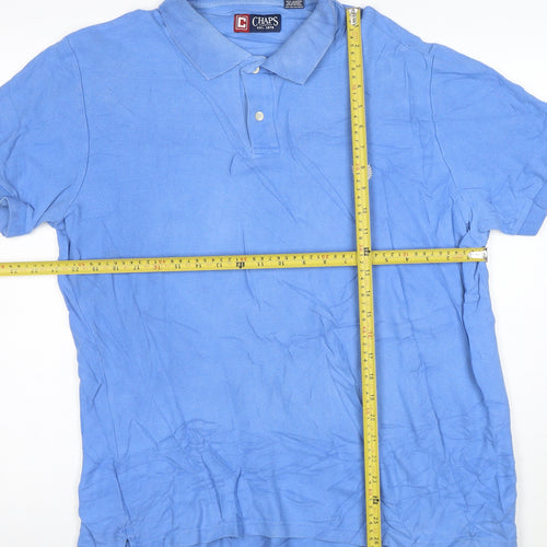 Chaps Men's Blue Cotton Short Sleeve Polo Shirt Size L