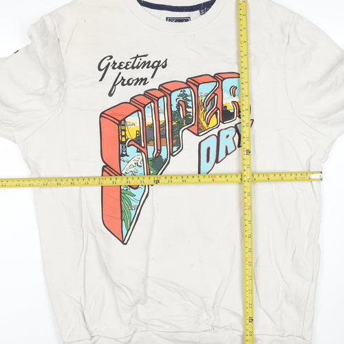 Superdry Mens White XL Graphic Print Crew Neck Pullover Sweatshirt