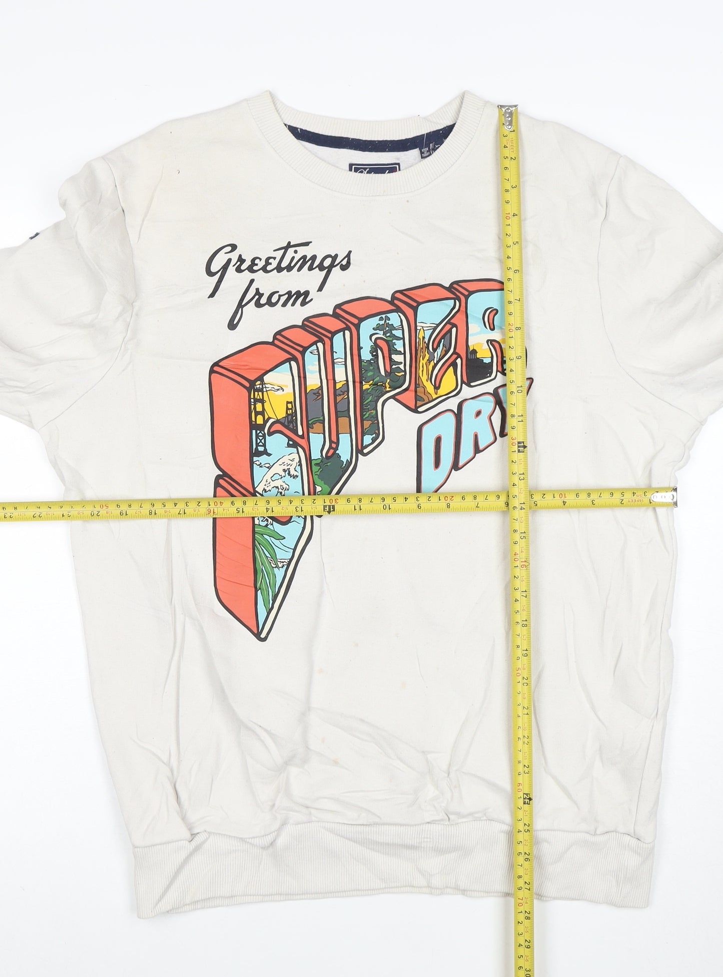 Superdry Mens White XL Graphic Print Crew Neck Pullover Sweatshirt