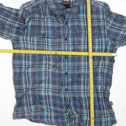 The North Face Men's Blue Plaid Cotton Button-Up Shirt M