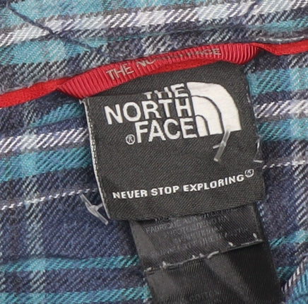 The North Face Men's Blue Plaid Cotton Button-Up Shirt M