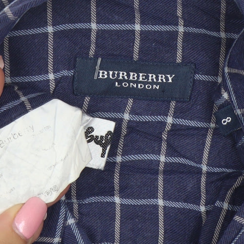 Burberry London Men's Blue Check Cotton Long Sleeve Shirt Size L