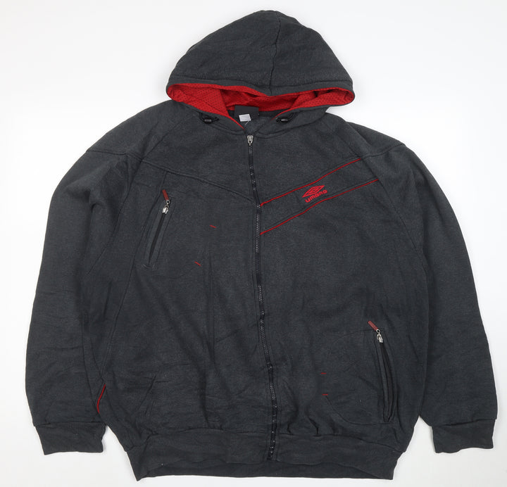 Umbro Men's Black 2XL Full Zip Hooded Sweatshirt with Logo