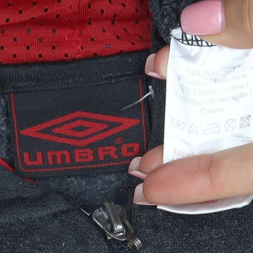 Umbro Men's Black 2XL Full Zip Hooded Sweatshirt with Logo