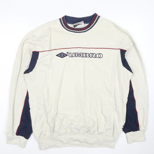 Umbro Mens Beige Long Sleeve Retro Sports Sweatshirt Size S