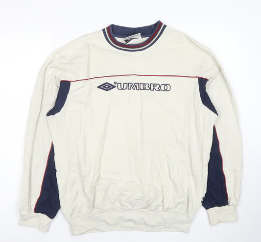 Umbro Mens Beige Long Sleeve Retro Sports Sweatshirt Size S