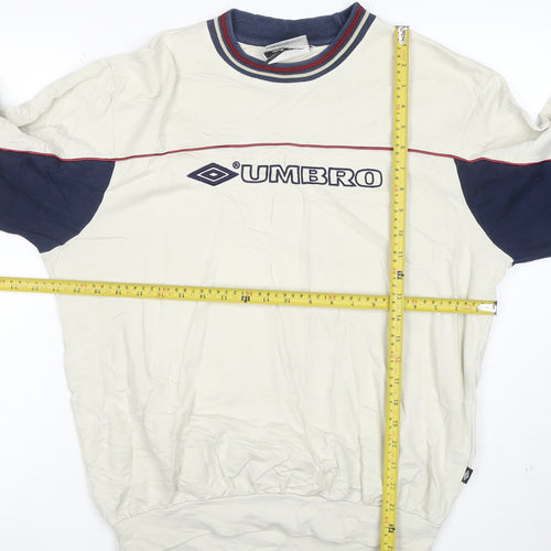 Umbro Mens Beige Long Sleeve Retro Sports Sweatshirt Size S