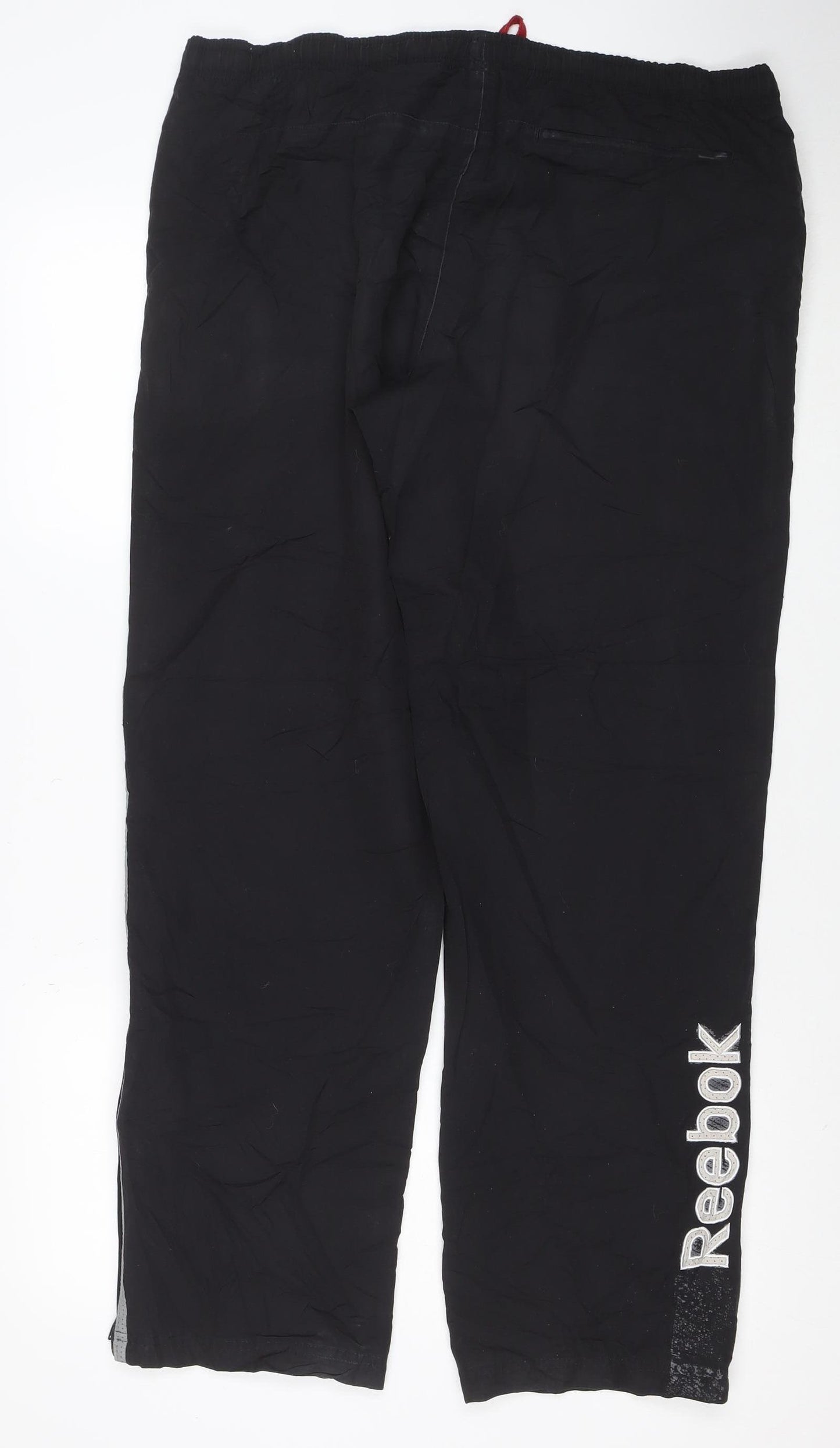 Reebok Men's Black L Track Pants Lightweight Reflective Sports Trousers
