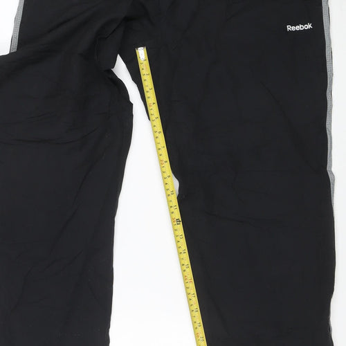 Reebok Men's Black L Track Pants Lightweight Reflective Sports Trousers