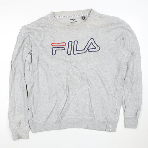 Fila Men's Grey Logo Pullover Sweatshirt Medium