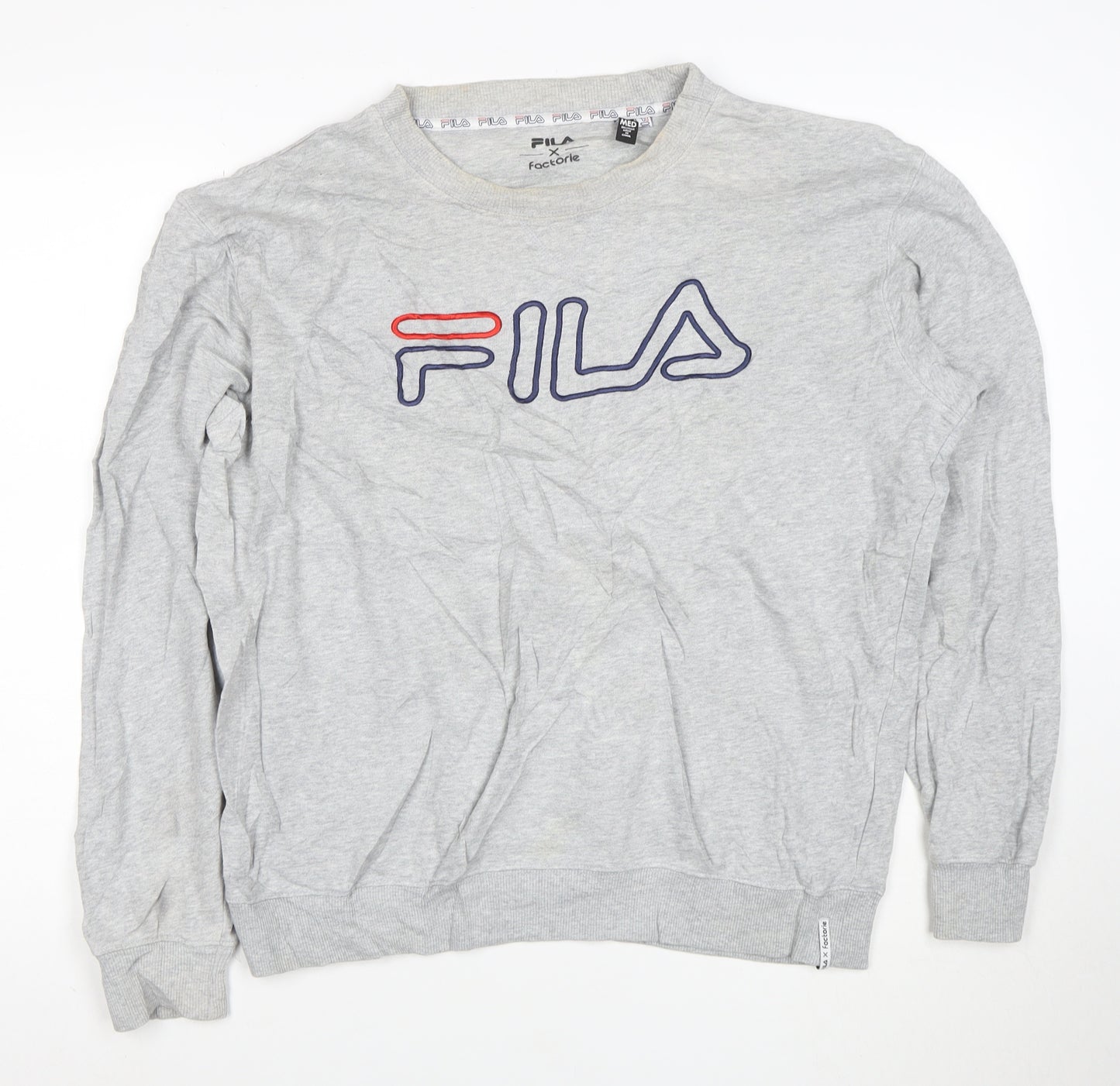 Fila Men's Grey Logo Pullover Sweatshirt Medium