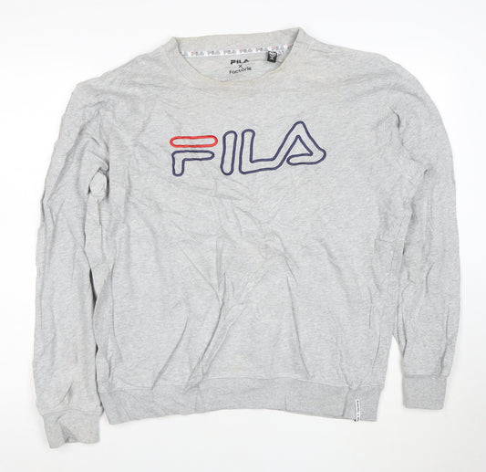 Fila Men's Grey Logo Pullover Sweatshirt Medium