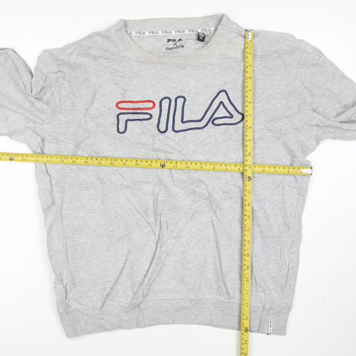 Fila Men's Grey Logo Pullover Sweatshirt Medium