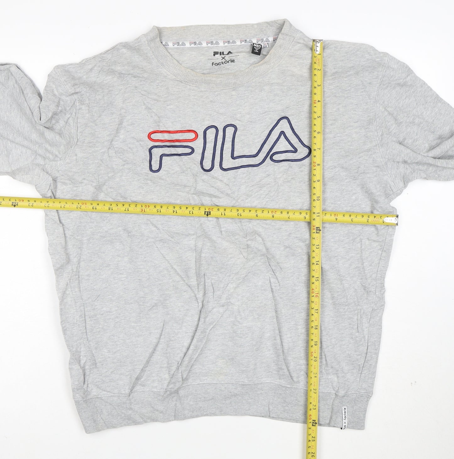 Fila Men's Grey Logo Pullover Sweatshirt Medium